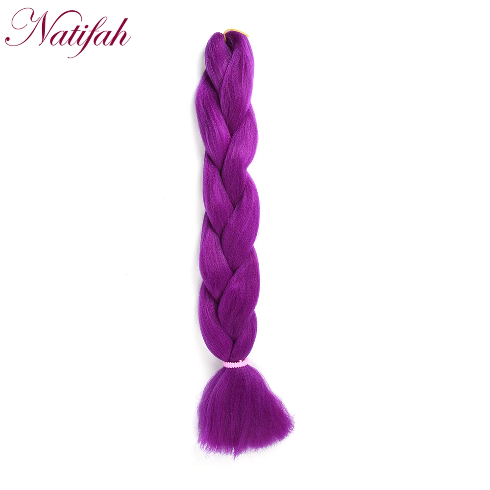 3Purple Natifah огромные синтетические волосы для наращивания 24 дюйма, вязанные крючком косички 100 г/шт - Цвет: 3Purple