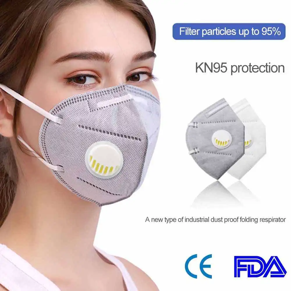 

10/20/50pcs KN95 Valve Mask 5 Layer Flu Anti Fog N95 Protective Masks ffp2 Respirator PM2.5 Safety Same As KF94 FFP3 DHL