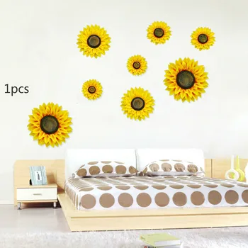 3D Removable Sunflower Wall Sticker For Refrigerator Cabinet Door Living Room Kitchen Waterproof Decals