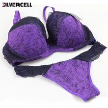 Сексуальное женское кружевное вышитое мягкое нижнее белье пуш-ап бюстгальтер наборы на косточках бюстгальтер набор нижнего белья наборы для женщин