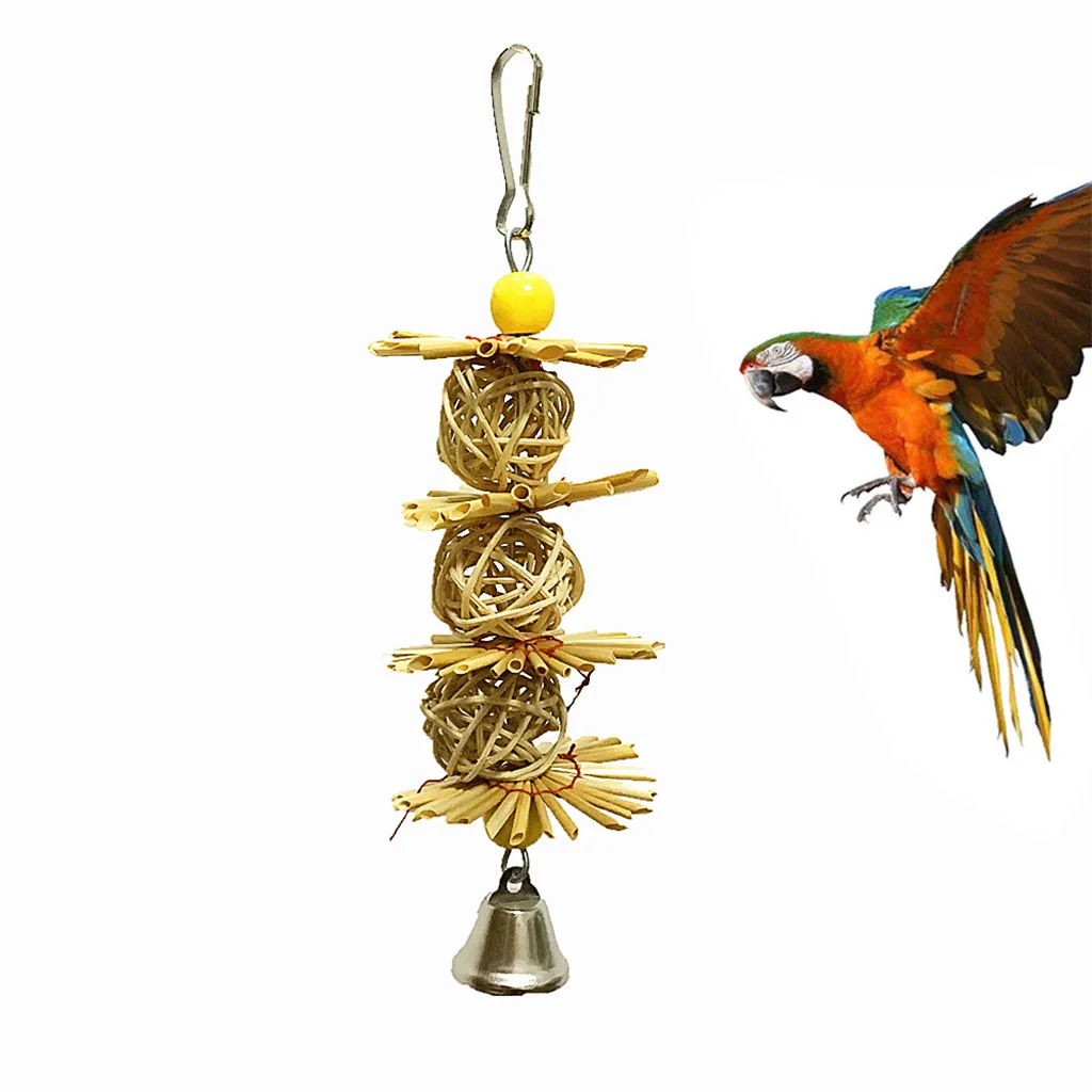 Комнатная птица, игрушка подвесное здание натуральная солома цветок 2 цвета игрушка подвеска в виде птичьей клетки жевательная игрушка