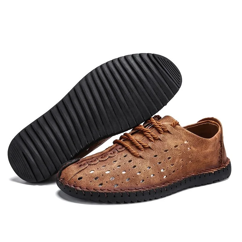 Mynde SummerComfortable Men Casual Shoes Loafers Men Shoes Quality Split Leather Shoes Men Flats Moccasins Shoes Plus Size 38-46