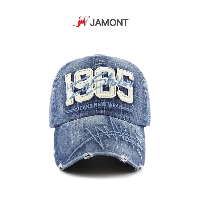 

2019 New Style Spring And Autumn Outdoor Brim Hat Washing Baseball Cap Retro with Holes Pure Cotton Cowboy Sun Blocking Topee