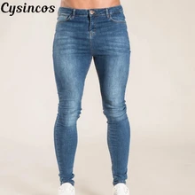 CYSINCOS мужские повседневные джинсы, модные потертые джинсовые штаны, уличная одежда в стиле хип-хоп, облегающие Стрейчевые байкерские джинсы, узкие джинсовые брюки