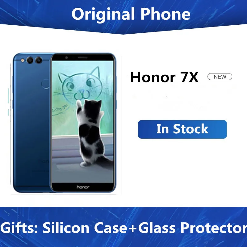Оригинальный Смартфон Honor 7X экран Full View 5 93 дюйма Android 7 0 Восьмиядерный процессор 2 4