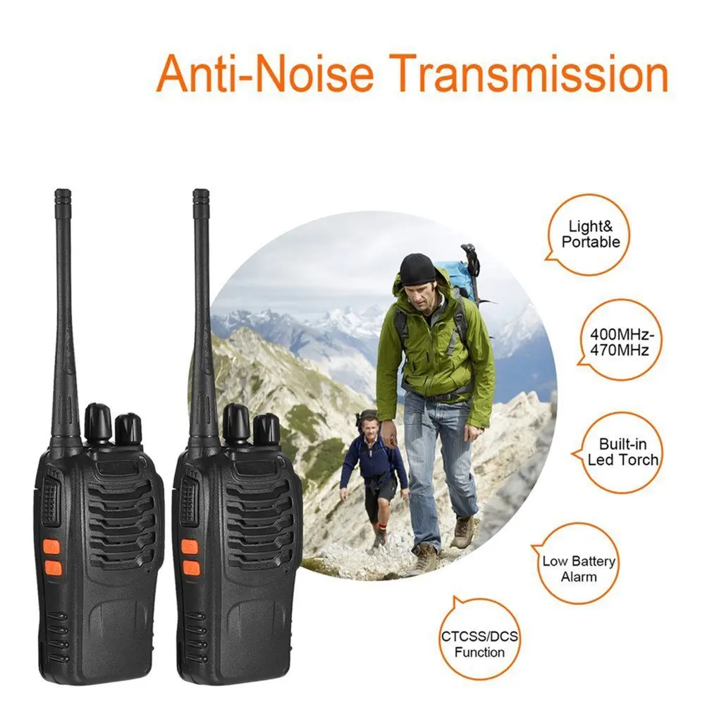 2 шт Baofeng BF-888S UHF 400-470 MHz 2-полосная рация twee 16CH Walkie Talkie с микрофоном FM приемопередатчик DC power