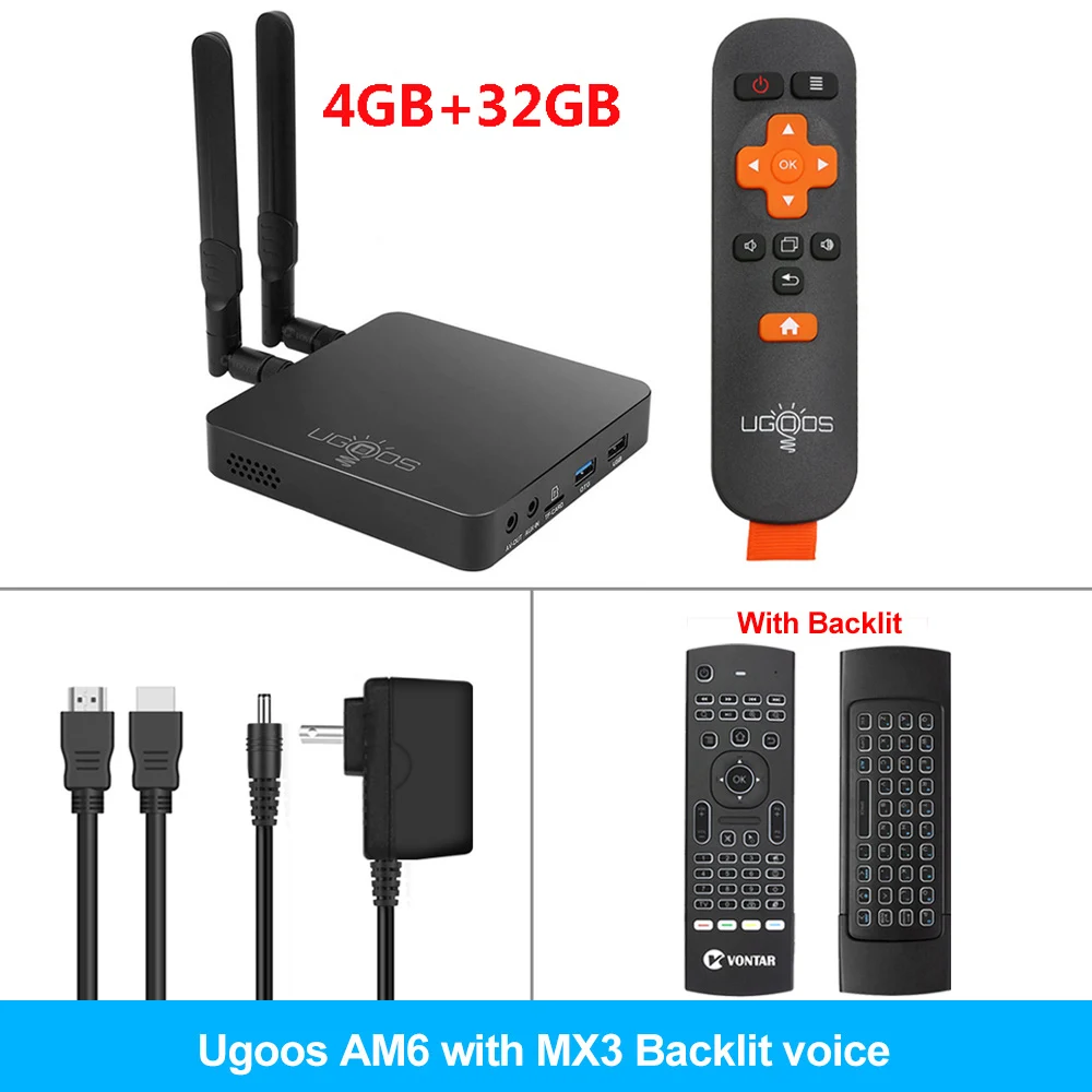 UGOOS AM6 Pro Amlogic S922X Smart Android 9,0 ТВ приставка DDR4 2 ГБ 16 ГБ 4 ГБ 32 ГБ 2,4G 5G двойной WiFi 1000M LAN BT 4K HD медиаплеер - Цвет: 4G32G voice MX3