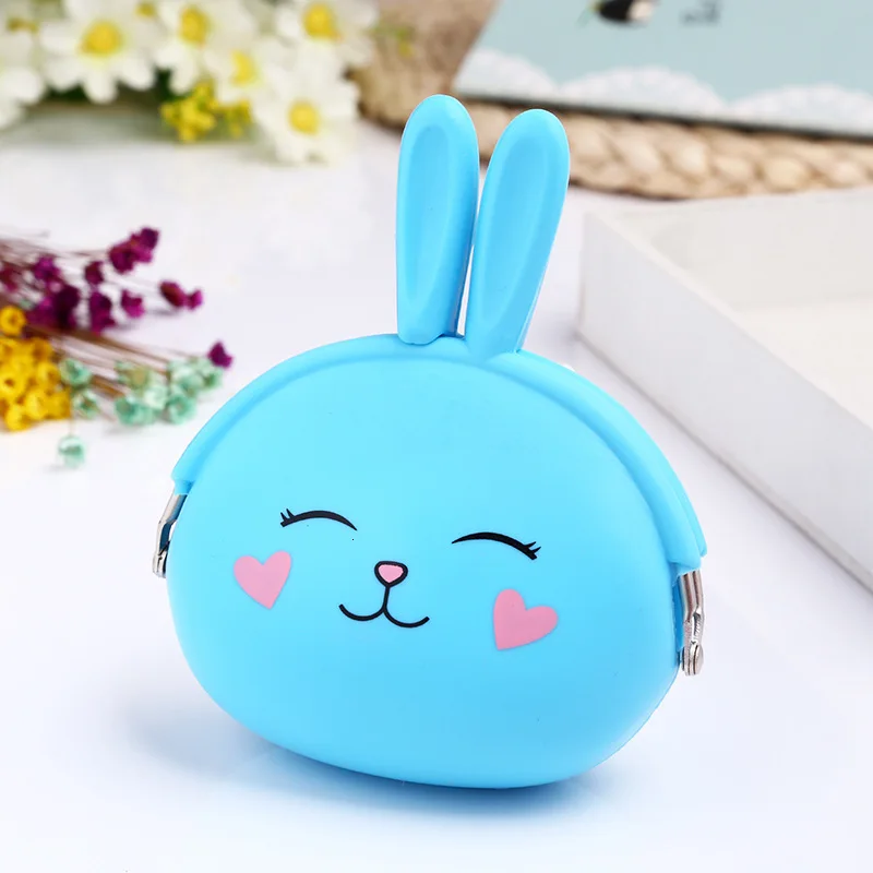 LightBlueRabbit Новая мода портмоне Прекрасный мультипликационный кролик в стиле кавай сумка для женщин девочек маленький кошелек Мягкий силиконовый Bluetooth наушники сумка подарок# YT - Цвет: LightBlueRabbit