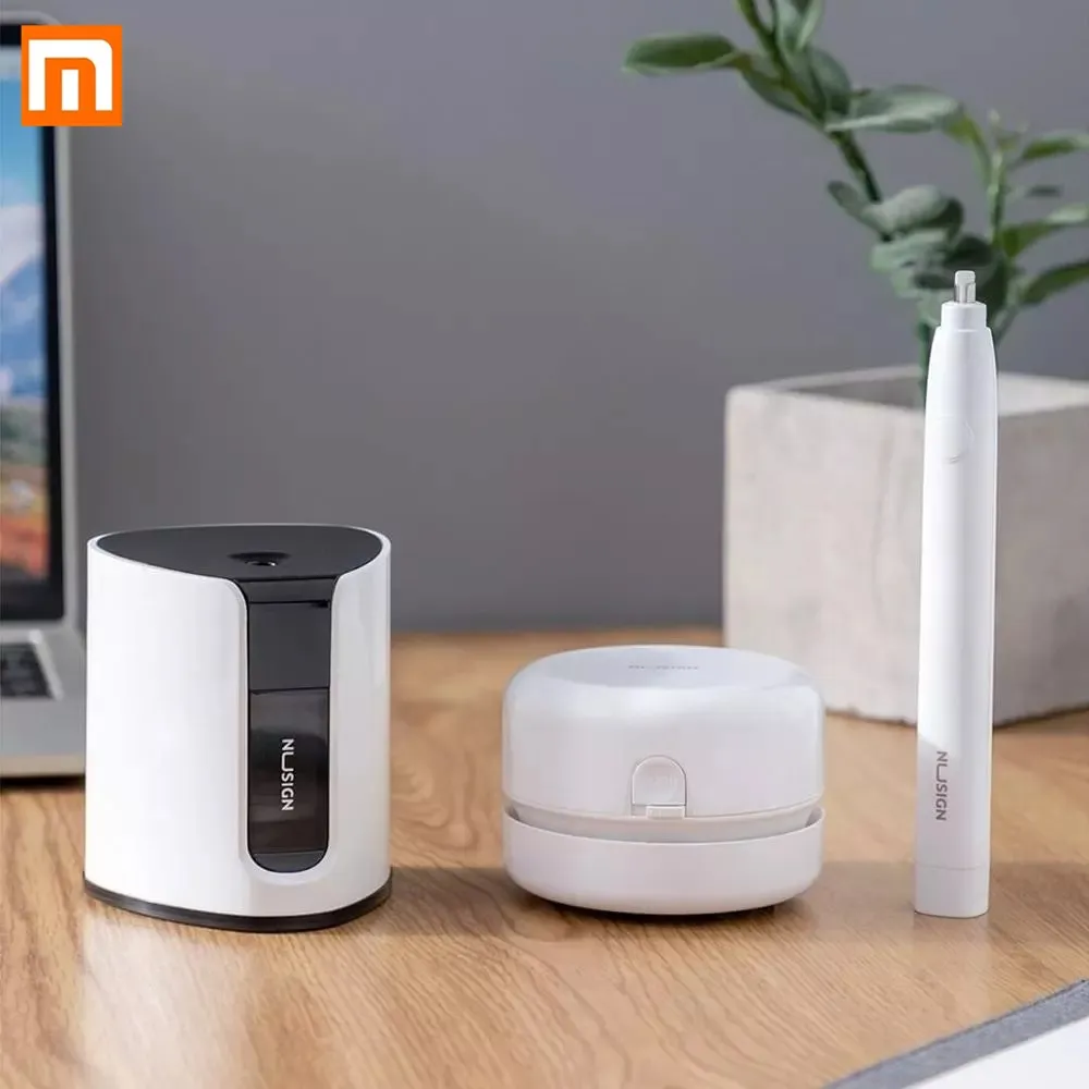 Skup Xiaomi NUSIGN elektryczny zestaw papeterii 3 w 1 pulpit do czyszczenia elektryczna temperówka do ołówków elektryczny Eraser do szkolne materiały biurowe