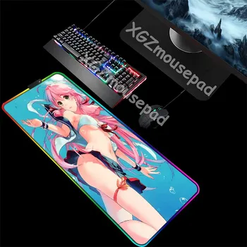 

XGZ Large RGB Gaming Mouse Pad Lock Edge Pink Sexy Long Legs Custom Office Computer Desk Mat Speed Non-slip 900x400/800x300 Xxl