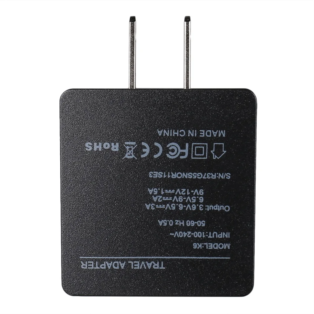 K6 черный несколько встроенных защитных USB путешествия зарядное устройство адаптер быстрой зарядки США/Великобритании Разъем для смартфона