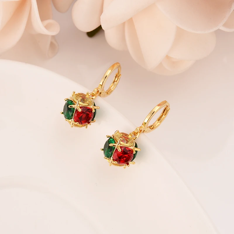 Gold rainstone ball Wedding Jewelry Sets Cubic Zirconia Elegant Engagement Earring for Women girlscharms partygift Accessories