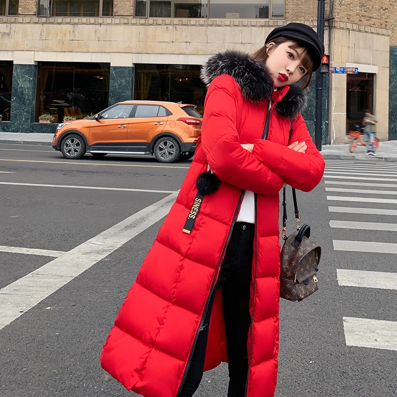 

2019 down Jacket Women's New Style Korean-style over-the-Knee Long Loose And Plus-sized Cotton-padded Clothes Cotton Coat Thick