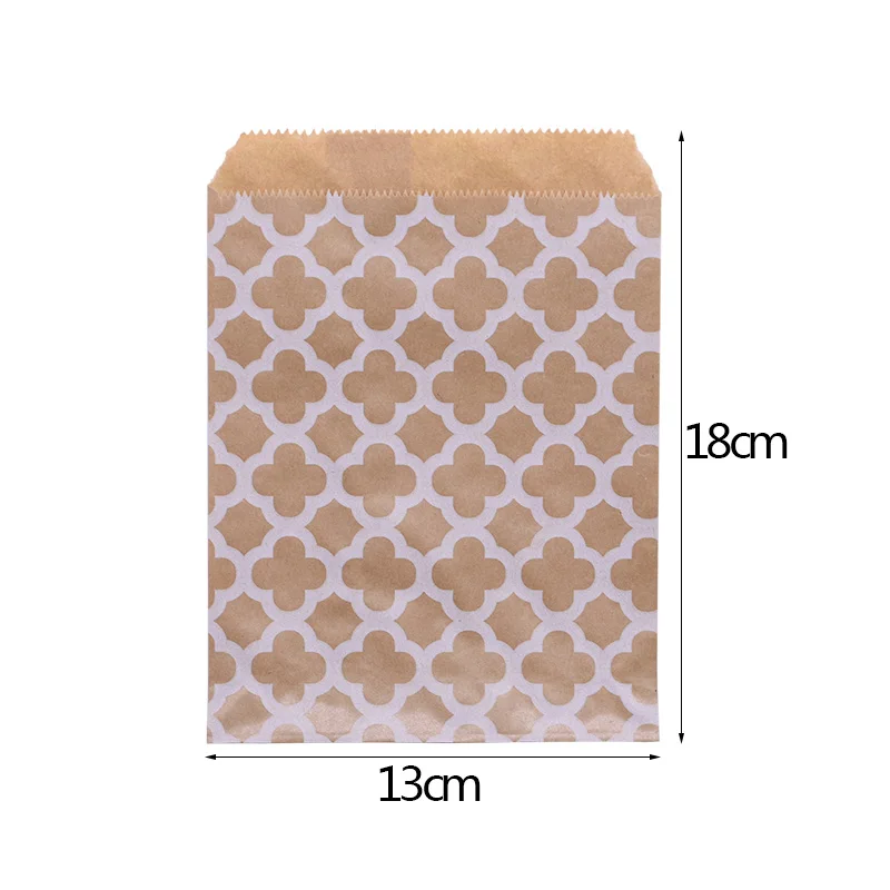  25/50pcs 18*13cm Kraft Paper Bags Wave Stripe Dot Gift Bag for Wedding Birthday Candy Snack Bag Fes - 4000216288422