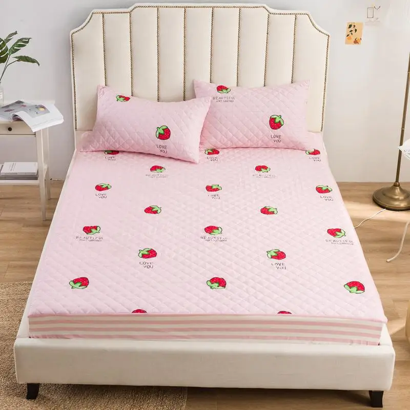Quilted Cotton Fitted sheet Mattress Cover with Elatistic Ultra Soft Breathable Twin/Queen/King size Bed Cover set Pillowcases - Цвет: Color 1
