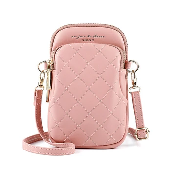 

Multifunction Mini Women's Single Shoulder Bag Zipper Cellphone Bag Solid Color Large Capacity Female Crossbody Bag for Travel