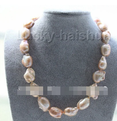 00611 luster 18" 22mm pink Reborn keshi pearls necklace