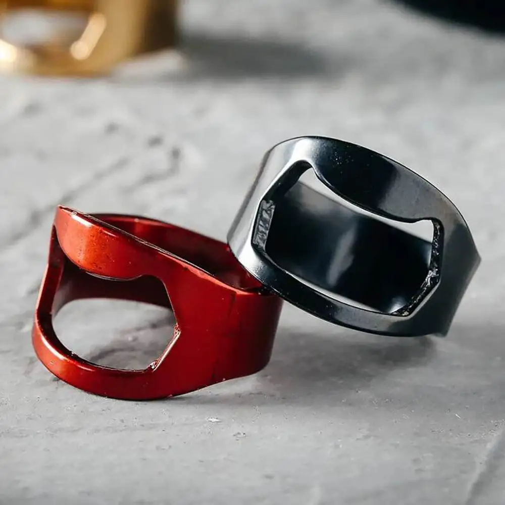 4pcs Finger Thumb Ring Bottle Open Opener Bar Beer Tool Gifts Stainless Steel Finger ring opener Restaurant bar kitchen gadget 4
