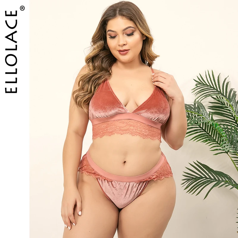 

Ellolace Lingerie Sexy Underwear Set Women Velent Lace Deep-V Bra and Thong Female Sexy Lingerie Bra Underwear Set New Wholesale