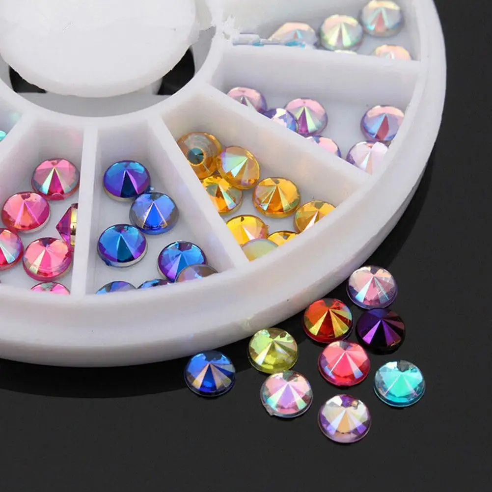 

AACAR 1 Wheel 4mm Sharp Crystal 3D Nail Rhinestone Wheel Shiny Glitter Nail Art Tips Decoration Beauty Tools 12 Colors