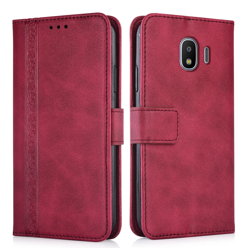 Роскошный кожаный чехол-бумажник с откидной крышкой для Samsung Galaxy J4 2018 J400 J400F SM-J400F