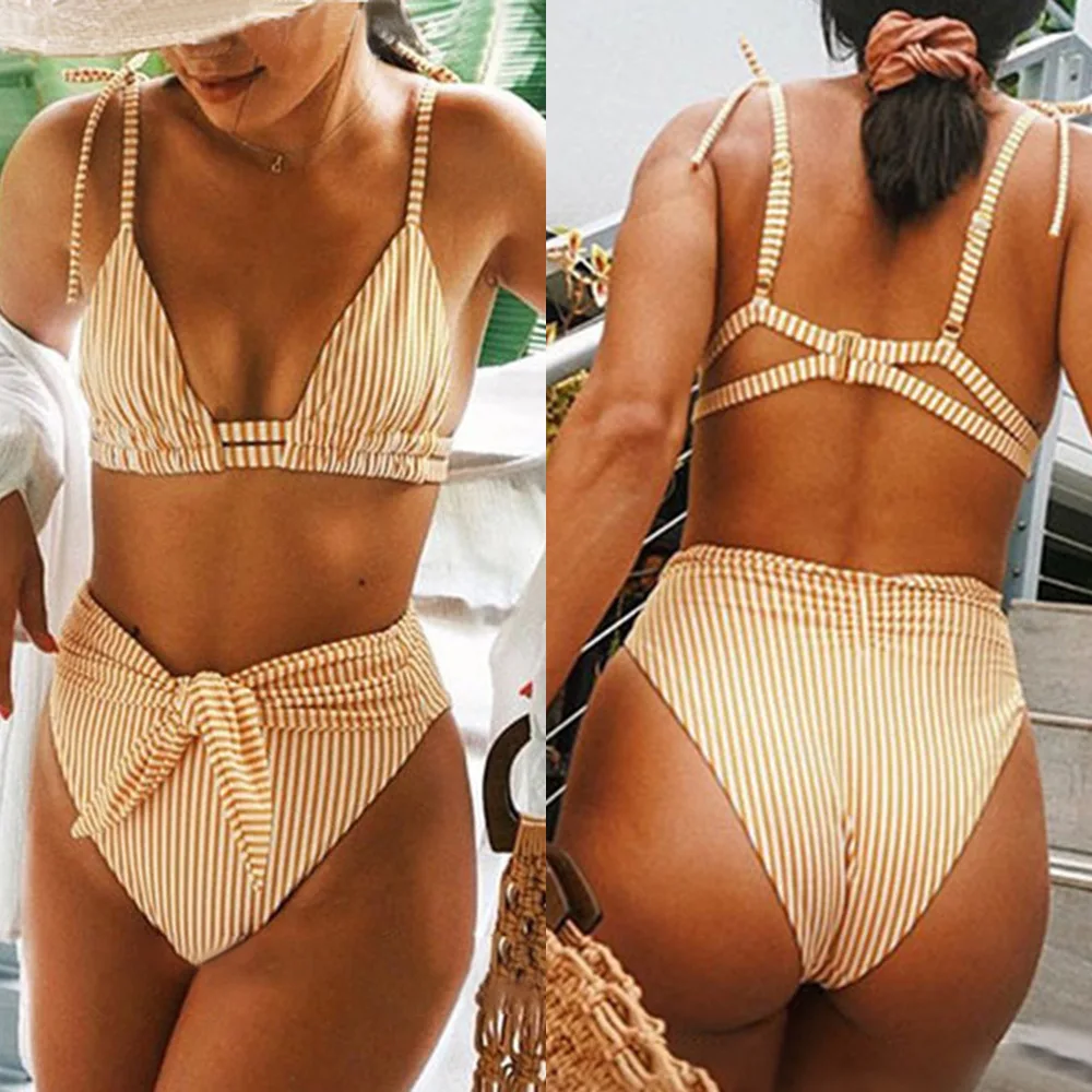 Сексуальный раздельный купальник-бикини в полоску 2020 | Женская одежда