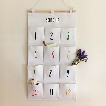

New New Wall Hanging Storage Bag 12 Pockets Wall Mounted Hanging Organizer Bathroom Wall Pouch Cosmetic Toys Sundries Organizer