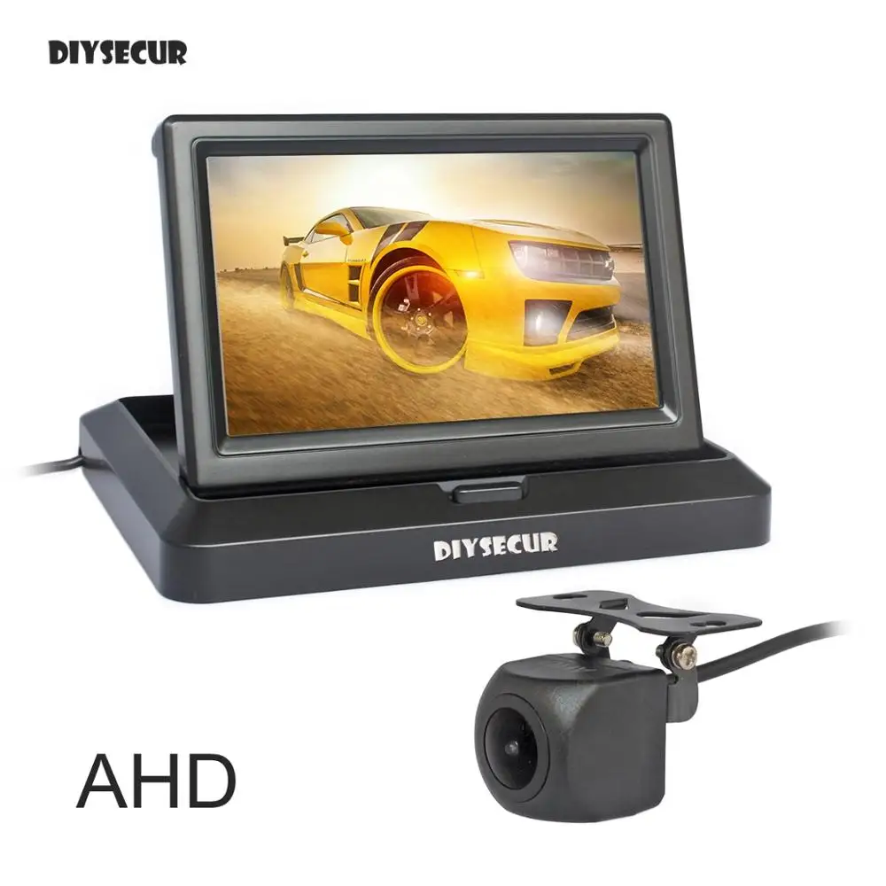 Diysecur 5" 1024x600 Foldabel Ips Ahd Car Monitor 1280x720p Hd 170