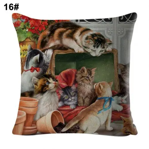 16 45x45 см Симпатичный книги кошки Подушка Чехол для подушки диван-кровать Кафе Декор наволочка - Цвет: 16