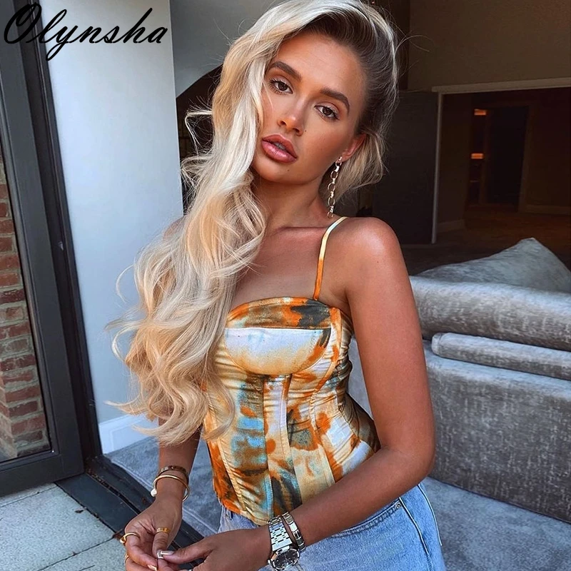 Топ женский с принтом Tie Dye Модный облегающий Повседневная Уличная одежда