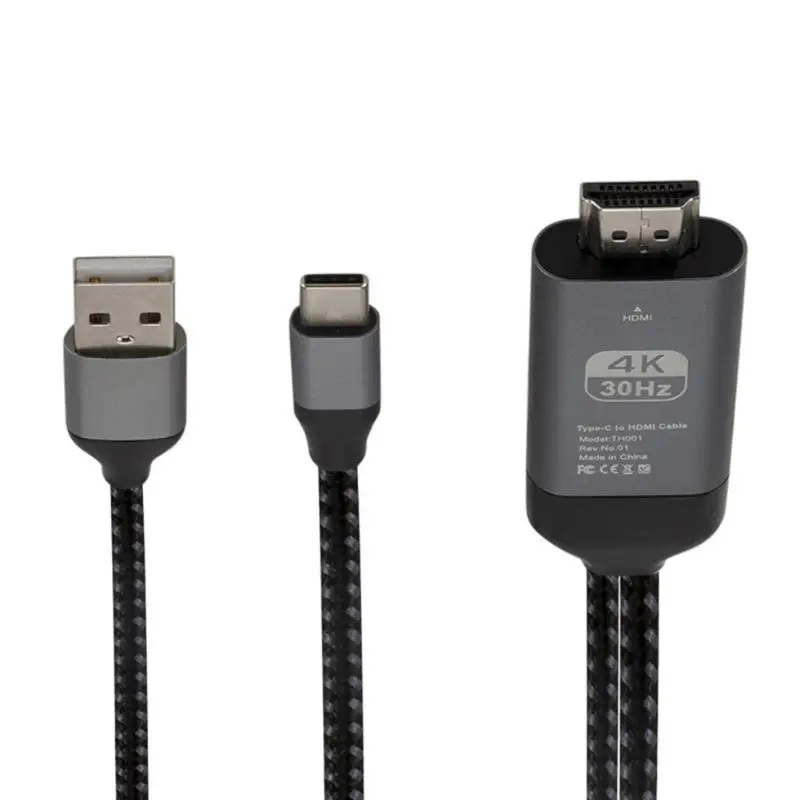 4K type-C к HDMI алюминиевый сплав 2 м кабель конвертера с USB для телефона ноутбука