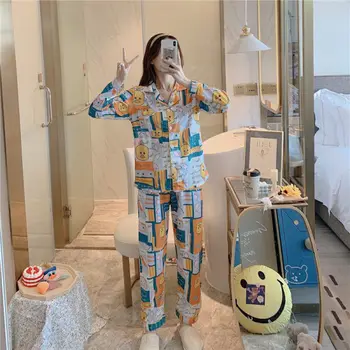 

Autumn and winter indoor women's pregnancy pajamas cartoon animal pregnant women breastfeeding pajamas set