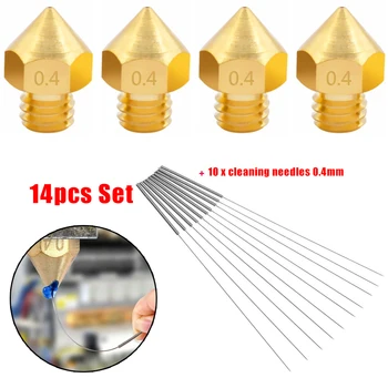 

Parts 4 * 8mm X 13mm Nozzles 0.4mm For 3D Printer + 10x Cleaning Needles