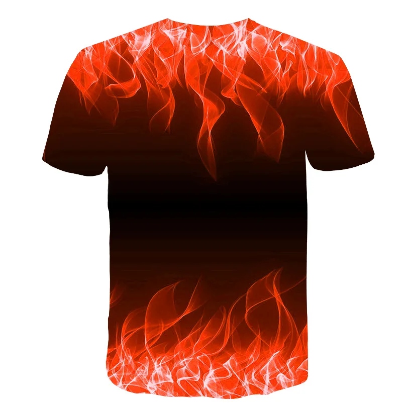 Мужская и Женская Повседневная модная футболка с 3D изображением пламени Новая летняя настраиваемая футболка с 3D рисунком топы для движения элегантная мужская футболка с изображением пламени