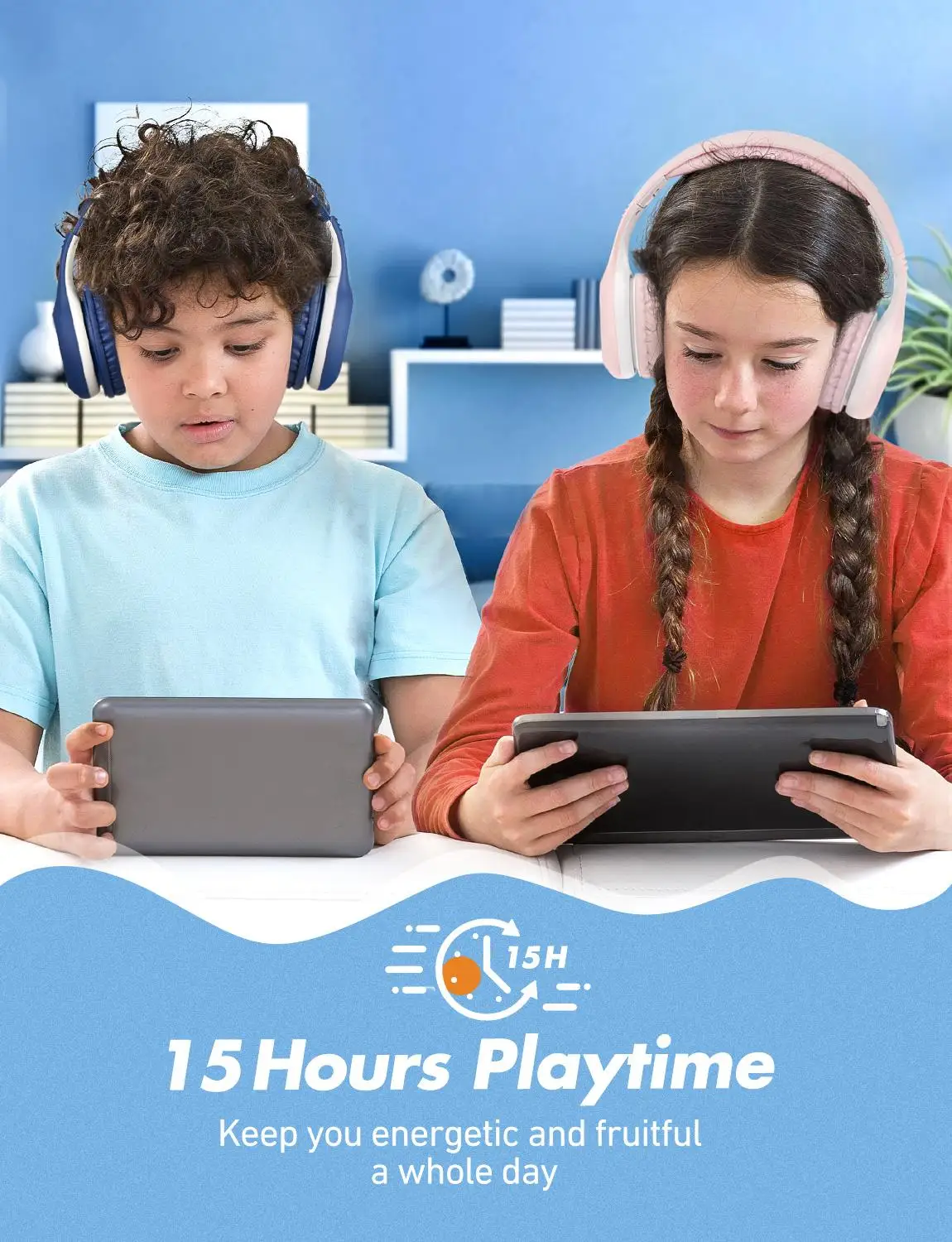 Mpow CH6 Plus Kids Headphones Wireless Bluetooth 5 0 Foldable Over ear Headset with Mic 16H Playing time for Kids Teens Study