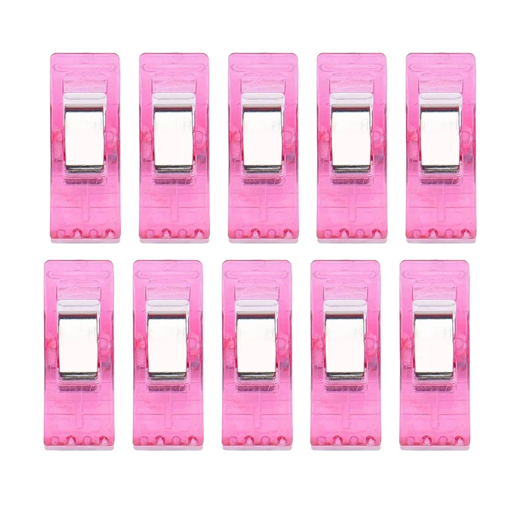 Hot pink 10 шт. красочные швейные принадлежности для стёганого одеяла, пластиковые зажимы, зажимы для шитья, швейные принадлежности, зажимы для садового обустройства дома - Цвет: Hot pink