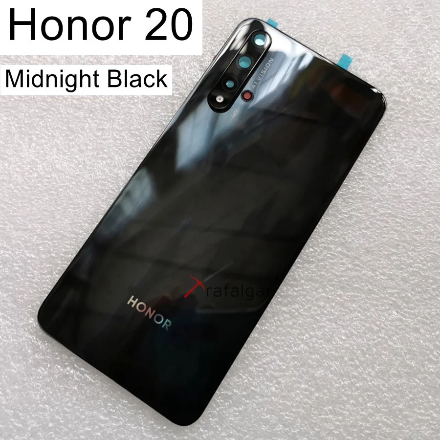 Honor 20 задняя крышка батарейного отсека задняя дверь со стеклянной панелью Корпус чехол для huawei Honor 20 Pro Задняя стеклянная крышка+ объектив камеры+ клей - Цвет: Honor 20 Black