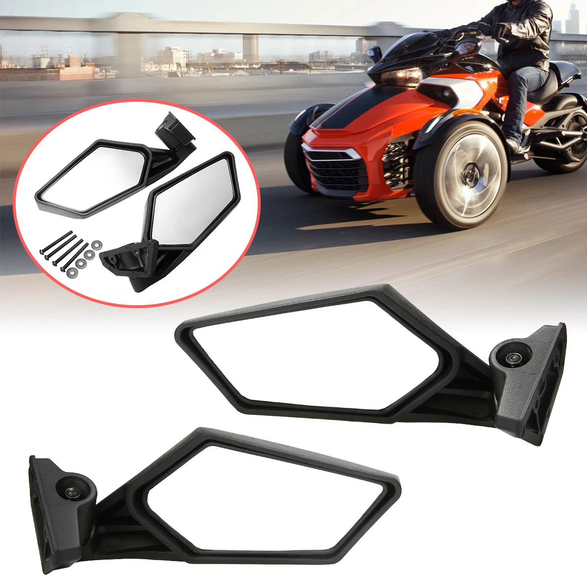 

2PCS Black Motorcycle Racing Side Rear View Mirrors Set For Can-Am Maverick X3 Off-road 2017 2018