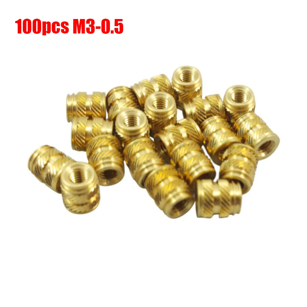 100x Threaded Inserts M3 3mm M3 0.5 Brass Threaded Metal Heat Set Screw