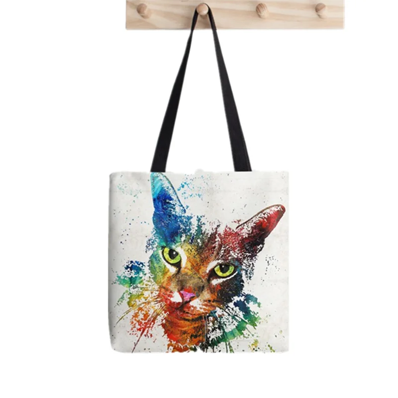 2021 Shopper Colorful Dog Paw Print Tote Bag women Harajuku shopper Funny handbag girl Shoulder shopping bag Lady Canvas Bag