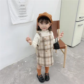

Children's Classic Suspenders Skirts 2020 Girl New Autumn Plaid A Line Dress