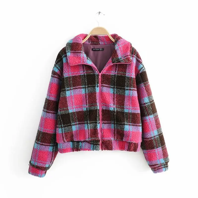 

JJ65-9908 European and American fashion print lamb wool jacket
