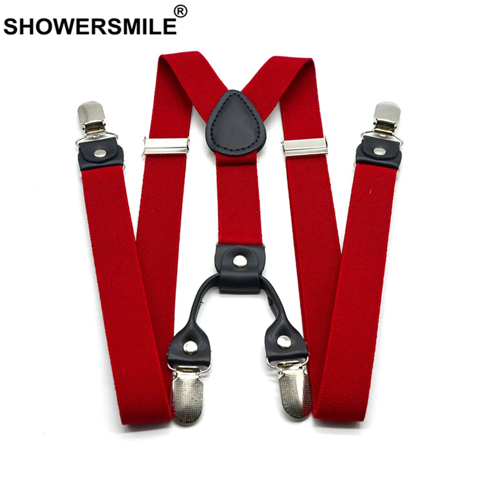 SHOWERSMILE красные подтяжки мужские классические для брюк ремень с Y образной спинкой