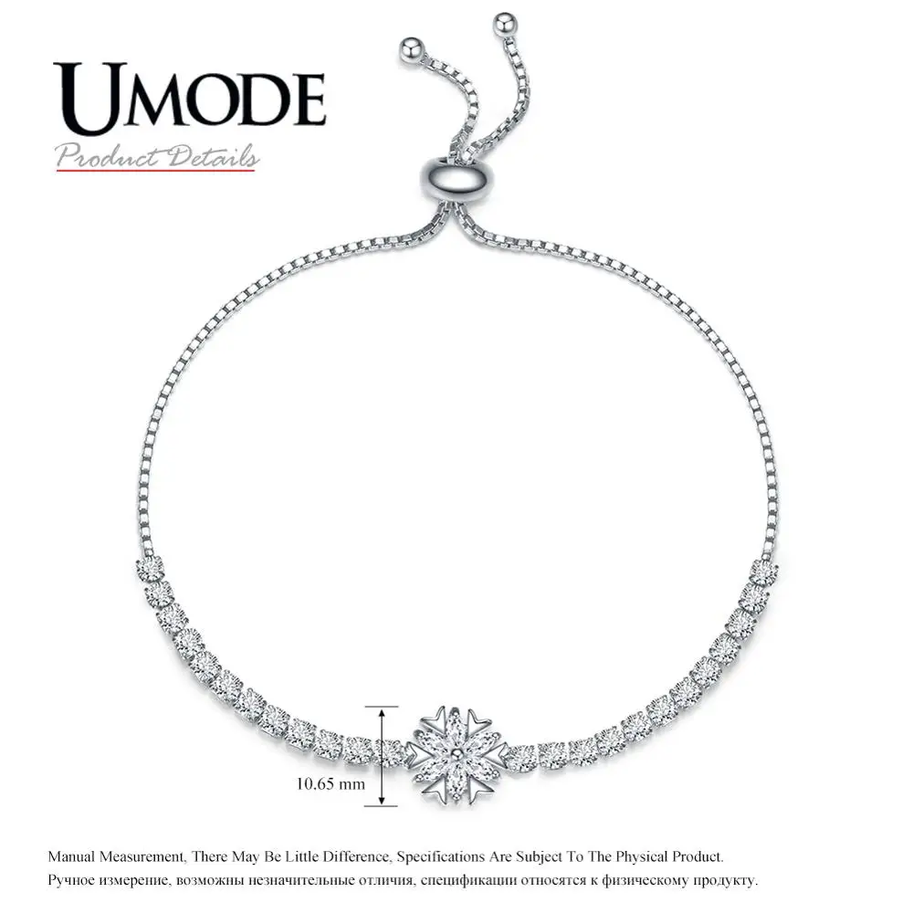 UMODE, новинка, Модный цветочный дизайн, регулируемые браслеты для женщин, роскошный большой циркон, белое золото, коробка, цепь, ювелирные изделия, подарки AUB0211 - Окраска металла: 206