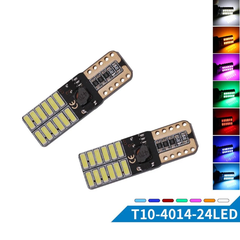 

5PCs T10 W5W 194 LED Bulb 4014 24 SMD Side Marker Signal Lamp Reading Instrument Panel Light No Flicker/Strobe 12 Volts White