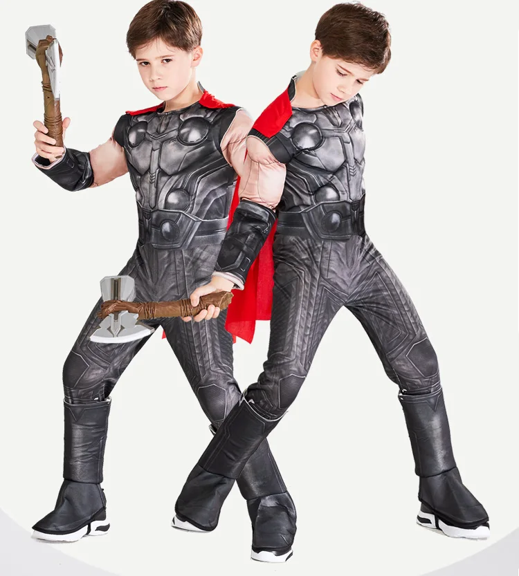 Super Hero Kids Adults Muscle Thor Cosplay Costumes Clothes With Harmmer Avengers Child Stormbreaker Halloween Costumes