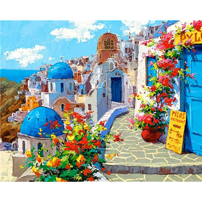 painting by numbers7 Пейзаж, Живопись по номерам, краски по номерам для взрослых, сделай сам, Раскраска по номерам, масляные пронумерованные картины, рисунок, искусство, стена - Цвет: painting by numbers7