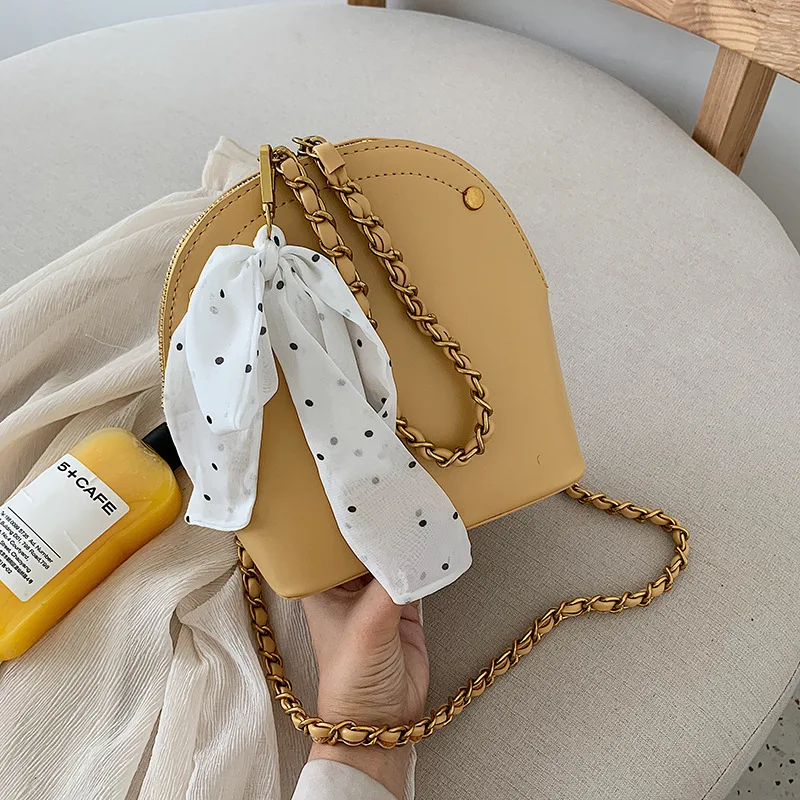 

Summer Silk Scarves Bag WOMEN'S Bag 2020 New Style Korean-style Versatile Shoulder Fashion Bow Chain Shell Bag