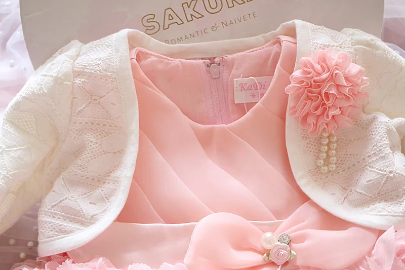 2 шт. для маленьких девочек платье принцессы розовое кружевное платье для младенцев; платья для крестин, свадьбы, 1-й платье на день рождения Pageant Вечерние Платье для крещения официальная одежда