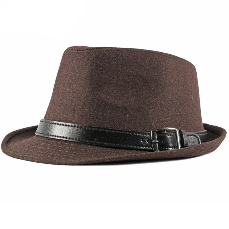 HT2749 Fedoras осенне-зимняя шапка для мужчин винтажная шерстяная шляпа с поясом
